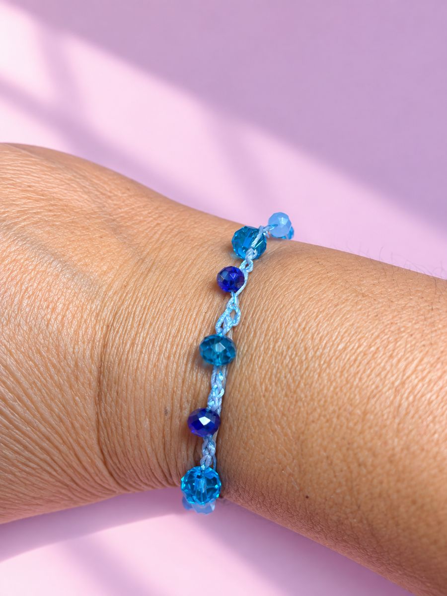 Pulsera azul turquesa, hecho a mano por Martuki Crochet
